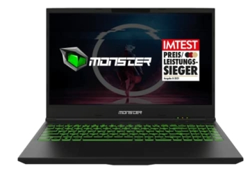 Monster Abra A5 V15.9.1 15.6 Zoll 120HZ Gaming Laptop, Intel Core i5 10500H Turbo Boost 4,5GHz, NVIDIA GeForce 4GB GTX1650 Refresh, 16GB RAM, 500GB SSD, Gamer Rucksack geschenkt(English Keyboard) - 1