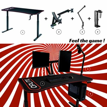 OPLITE - Supreme Desk - Gaming E-Sport-Tisch mit Verstellbarer Höhe 160x80x75 bis 124cm - 8
