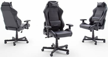 Robas Lund DX Racer 3 Gaming Stuhl Bürostuhl Schreibtischstuhl mit Wippfunktion Gamer Stuhl Höhenverstellbarer Drehstuhl PC Stuhl Ergonomischer Chefsessel, schwarz - 2