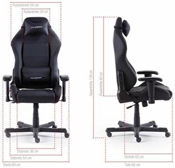 Robas Lund DX Racer 3 Gaming Stuhl Bürostuhl Schreibtischstuhl mit Wippfunktion Gamer Stuhl Höhenverstellbarer Drehstuhl PC Stuhl Ergonomischer Chefsessel, schwarz - 6