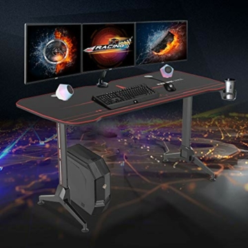 SANODESK Gaming Schreibtisch höhenverstellbarer Computertisch PC Schreibtisch mit 160cm übergrößem Desktop, Schwarz - 6