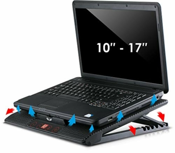skgames Notebook Laptop Kühler Gamer Ständer Unterlage für 10-17 Zoll, 6 x LED Lüfter, LCD Lüftersteuerung, 7 Stufen Höhenverstellung, Rot - 2