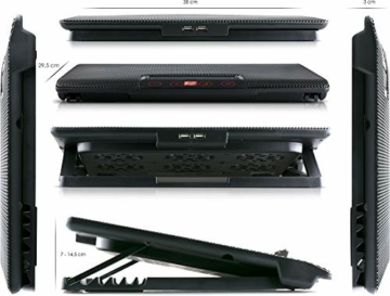 skgames Notebook Laptop Kühler Gamer Ständer Unterlage für 10-17 Zoll, 6 x LED Lüfter, LCD Lüftersteuerung, 7 Stufen Höhenverstellung, Rot - 4