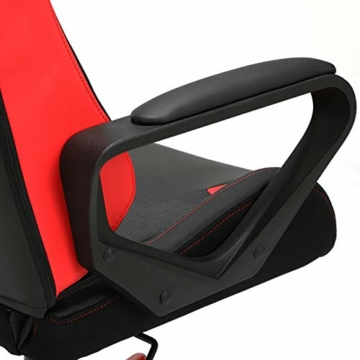 SONGMICS Gaming Stuhl, Schreibtischstuhl, Computerstuhl, Bürostuhl, abnehmbare Kopfstütze, Lendenkissen, höhenverstellbar, Wippfunktion, bis 150 kg belastbar, ergonomisch, schwarz-rot RCG011B01 - 8