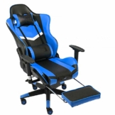 WANXJM Gaming-Stuhl mit Fußstütze, Computer Desk Office-Drehstuhl, ergonomisch, mit Kopfstützen-Lordosenstütze und Fußstütze,Blau - 1