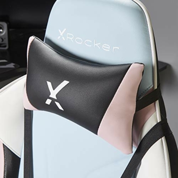 X Rocker Agility Ergonomischer Gaming Stuhl/Bürostuhl/Schreibtischstuhl mit Armlehnen und Wippfunktiondrehbar und Höhenverstellbar | weiß/Pink [ - 4