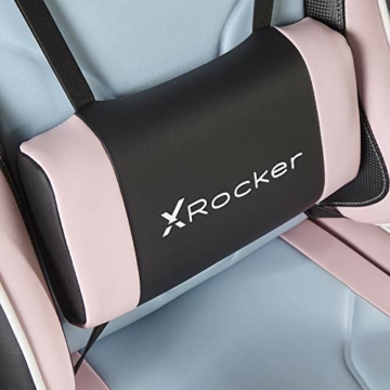 X Rocker Agility Ergonomischer Gaming Stuhl/Bürostuhl/Schreibtischstuhl mit Armlehnen und Wippfunktiondrehbar und Höhenverstellbar | weiß/Pink [ - 5