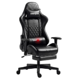 Darkecho Gaming Stuhl Massage mit fußstützen Ergonomisch PC Stuhl Game schreibtischstuhl 150kg,Verstellbarer zocker Bürostuhl Gaming Sessel Computer Stuhl atmungsaktiv PU Leder. Schwarz - 1