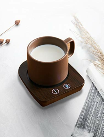 GGF Tassenwärmer Kaffeewärmer mit 3 Temperatureinstellungen,Getränkewärmer mit Automatischer Abschaltung nach 4 Stunden für Büro,Hausgebrauch(Holzmaserung - 2