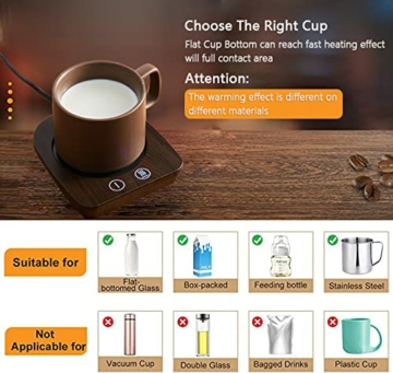 GGF Tassenwärmer Kaffeewärmer mit 3 Temperatureinstellungen,Getränkewärmer mit Automatischer Abschaltung nach 4 Stunden für Büro,Hausgebrauch(Holzmaserung - 6