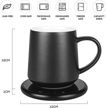 Spardar Tassenwärmer mit Tassenset Getränkewärmer mit Elektrischer Heizplatte, Kaffeewärmer mit Zwei automatischen Temperaturreglern mit Schwerkraftsensor für den Büro- oder Heimgebrauch - 4