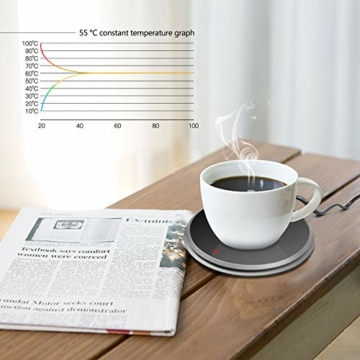 Wandefol Tassenwärmer Getränkewärmer Kafeewärmer mit Elektrischer Heizplatte für Tee Kaffee Milch Kaffeewärmer mit Eurostecker für Büro und Zuhause - 3