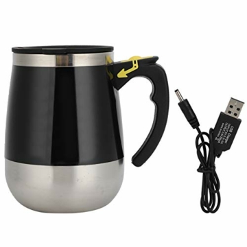 400 ml Selbstrührender Becher, Auto Magnetic Mug Tasse Selbstrührend, Edelstahl USB Ladestick Rührmischbecher für Kaffeemilch(Black) - 2