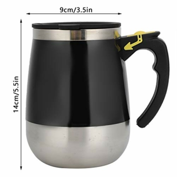 400 ml Selbstrührender Becher, Auto Magnetic Mug Tasse Selbstrührend, Edelstahl USB Ladestick Rührmischbecher für Kaffeemilch(Black) - 4