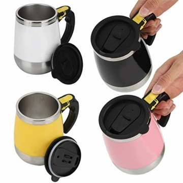 400 ml Selbstrührender Becher, Auto Magnetic Mug Tasse Selbstrührend, Edelstahl USB Ladestick Rührmischbecher für Kaffeemilch(Black) - 5