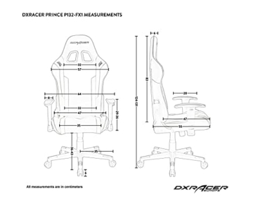 DXRacer (das Orginal) Prince P132 Gaming Stuhl, Kunstleder, Schwarz-weiß, 185 cm - 9