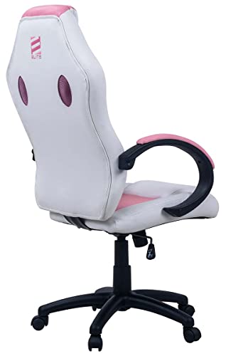 ELITE Gaming Stuhl MG100 Exodus - Ergonomischer Bürostuhl - Schreibtischstuhl - Chefsessel - Sessel - Racing Gaming-Stuhl - Gamingstuhl - Drehstuhl - Chair - Kunstleder Sportsitz (Weiß/Pink) - 8