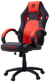 ELITE Gaming Stuhl MG100 Exodus - Ergonomischer Bürostuhl - Schreibtischstuhl - Chefsessel - Sessel - Racing Gaming-Stuhl - Gamingstuhl - Drehstuhl - Chair - Kunstleder Sportsitz (Schwarz/Rot) - 1