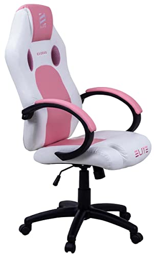 ELITE Gaming Stuhl MG100 Exodus - Ergonomischer Bürostuhl - Schreibtischstuhl - Chefsessel - Sessel - Racing Gaming-Stuhl - Gamingstuhl - Drehstuhl - Chair - Kunstleder Sportsitz (Weiß/Pink) - 9