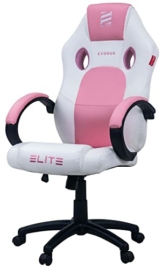 ELITE Gaming Stuhl MG100 Exodus - Ergonomischer Bürostuhl - Schreibtischstuhl - Chefsessel - Sessel - Racing Gaming-Stuhl - Gamingstuhl - Drehstuhl - Chair - Kunstleder Sportsitz (Weiß/Pink) - 1