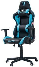 ELITE Gaming Stuhl MG200 Destiny - Ergonomischer Bürostuhl - Schreibtischstuhl - Chefsessel - Sessel - Racing Gaming-Stuhl - Gamingstuhl - Drehstuhl - Chair - Kunstleder Sportsitz (Schwarz/Blau) - 1