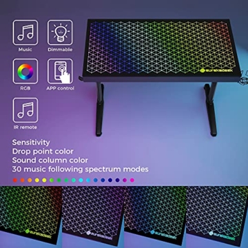 EUREKA ERGONOMIC Gaming Tisch mit RGB 110cm Gaming Schreibtisch Glass Gamer Computertisch mit Music Reactive RGB LED-Beleuchtung via App-Steuerung, Schwarz - 4