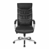 FineBuy Bürostuhl Echt-Leder schwarz Schreibtischstuhl | Chefsessel mit Kopfstütze & Multiblockmechanik | Design Drehstuhl verstellbar | Schreibtisch-Stuhl hohe Rückenlehne - 1