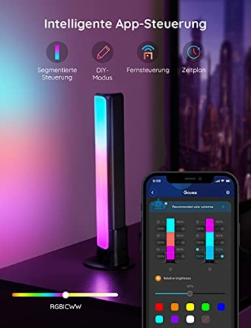 Govee Flow Plus Smart Lightbar, Gaming Lampe funktioniert mit Alexa und Google Assistant, RGBICWW WiFi LED TV Hintergrundbeleuchtung Sync mit Musik, LED Ambient Light für Gaming, PC, Fernseher - 5