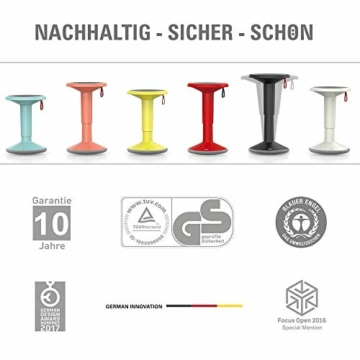 Interstuhl UPis1 – ergonomischer Sitzhocker mit Schwingeffekt – für einen geraden Rücken Made in Germany – inkl. 10 Jahren Garantie (Schwarz, Standard Edition) - 7