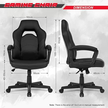 IntimaTe WM Heart Racing Stuhl, Ergonomischer Schreibtischstuhl, Computerstuhl, Gaming Drehstuhl, Racing Bürostuhl, Racing Stuhl für Erwachsene, PU-Leder Kombiniert mit Perforiertem Leder (Schwarz) - 3