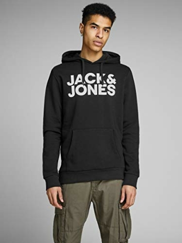 JACK & JONES Herren Hoodie JJECorp Logo Sweatshirt mit Kapuze 12152840 Black XL - 2