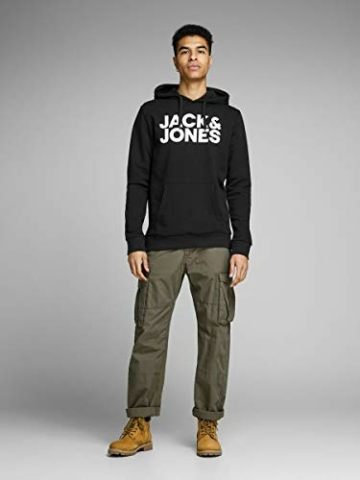 JACK & JONES Herren Hoodie JJECorp Logo Sweatshirt mit Kapuze 12152840 Black XL - 5