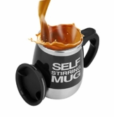 Mengshen Die selbstrührende Tasse Lazy Mug Grande Self Stirring Coffee Cup Becher Electric Stainless Steel Automatic Mixing, Best for Morning Travel Home Office, 450ml/15.2oz, A006A Black - 1