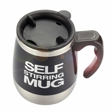 Mengshen Die selbstrührende Tasse Lazy Mug Grande Self Stirring Coffee Cup Becher Electric Stainless Steel Automatic Mixing, Best for Morning Travel Home Office, 450ml/15.2oz, A006A Black - 3