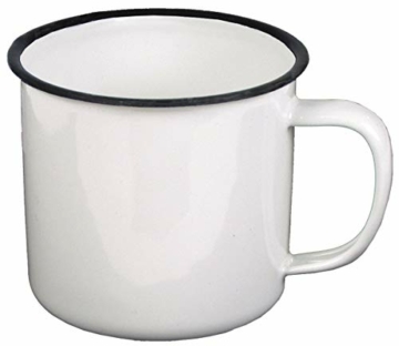 MFH Emaille-Tasse, weiß-schwarz, 350 ml, Durchmesser 8 cm - 1