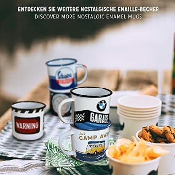 Nostalgic-Art, Retro Emaille-Tasse, Strong Coffee Served Here – Geschenk-Idee für Kaffee-Liebhaber, Camping-Becher, Vintage Design, 360 ml - 7