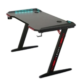Raptor Gaming-Tisch GT-100 RGB PC Gaming-Schreibtisch mit LED RGB-Beleuchtung – Home Office Computer Schreibtisch mit Getränkehalter und Kopfhörerhaken, Kabelmanagement 120x60cm schwarz - 1