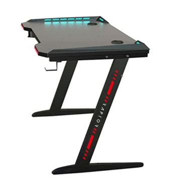 Raptor Gaming-Tisch GT-100 RGB PC Gaming-Schreibtisch mit LED RGB-Beleuchtung – Home Office Computer Schreibtisch mit Getränkehalter und Kopfhörerhaken, Kabelmanagement 120x60cm schwarz - 4