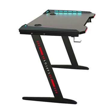 Raptor Gaming-Tisch GT-100 RGB PC Gaming-Schreibtisch mit LED RGB-Beleuchtung – Home Office Computer Schreibtisch mit Getränkehalter und Kopfhörerhaken, Kabelmanagement 120x60cm schwarz - 5