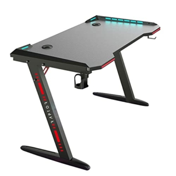 Raptor Gaming-Tisch GT-100 RGB PC Gaming-Schreibtisch mit LED RGB-Beleuchtung – Home Office Computer Schreibtisch mit Getränkehalter und Kopfhörerhaken, Kabelmanagement 120x60cm schwarz - 6