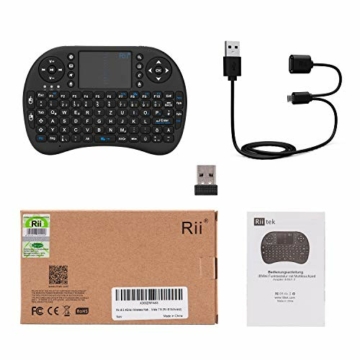 Rii i8 Mini Tastatur Wireless, Smart TV Tastatur, Kabellos Tastatur mit Touchpad, Mini Keyboard für Smart TV Fernbedienung/PC/PAD/Xbox 360/ PS3/Google Android TV Box/HTPC/IPTV (De Layout) - 7