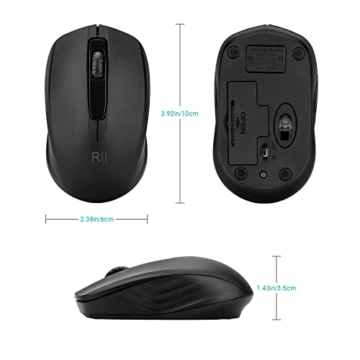 Rii Maus kabellos, 2.4G Funkmaus mit USB Empfänger(befindet Sich im Akkufach auf der Rückseite der Maus) 1000 DPI Für Links und Rechtshänder, PC/Laptop/Windows, Schwarz - 5