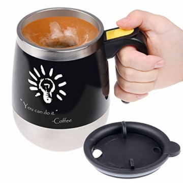 Selbstrührende Kaffeetasse - Automatisch mischender Edelstahlbecher - Zum Umrühren von Kaffee, Tee, heißer Schokolade, Milch, Eiweißshakes - 1