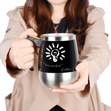 Selbstrührende Kaffeetasse - Automatisch mischender Edelstahlbecher - Zum Umrühren von Kaffee, Tee, heißer Schokolade, Milch, Eiweißshakes - 6