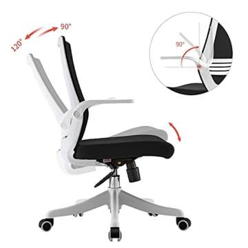 SIHOO Moderner ergonomischer Bürostuhl, Schreibtischstuhl, atmungsaktiver Kompaktstuhl, Taillenstütze, anhebbare und umkehrbare Armlehne, leise Nylonrollen(Schwarz) - 4