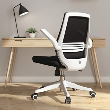 SIHOO Moderner ergonomischer Bürostuhl, Schreibtischstuhl, atmungsaktiver Kompaktstuhl, Taillenstütze, anhebbare und umkehrbare Armlehne, leise Nylonrollen(Schwarz) - 1