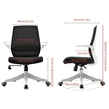 SIHOO Moderner ergonomischer Bürostuhl, Schreibtischstuhl, atmungsaktiver Kompaktstuhl, Taillenstütze, anhebbare und umkehrbare Armlehne, leise Nylonrollen(Schwarz) - 6