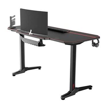 sogesfurniture Gaming Tisch 140cm Gaming Schreibtisch, Gamer Computertisch PC Tisch mit Großer Mausunterlage, Getränkehalter, Kopfhörerhaken, ST-Eagle-1400BK-BH - 5