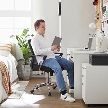 SONGMICS Bürostuhl mit Netzrückenlehne Chefsessel Bürodrehstuhl Drehstuhl höhenverstellbar Wippfunktion, schwarz, OBN83B - 3