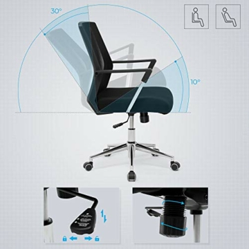 SONGMICS Bürostuhl mit Netzrückenlehne Chefsessel Bürodrehstuhl Drehstuhl höhenverstellbar Wippfunktion, schwarz, OBN83B - 4